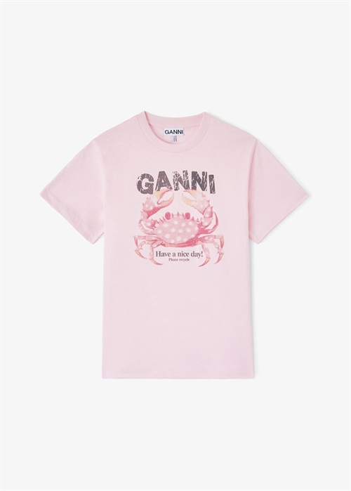 Crab tee Chalk Pink A1050197 Ganni 