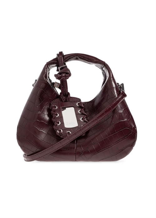 Hobo mini croco pelinova bag Burgundy B2070018 Ganni 