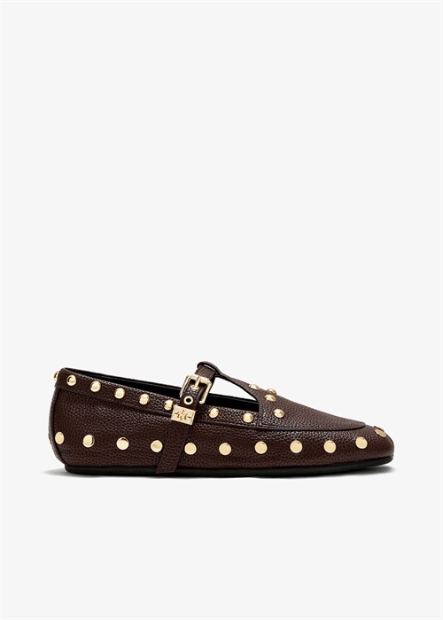 Mary Jenny studs Grained shoe Chicory Coffee D1020022 Ganni 