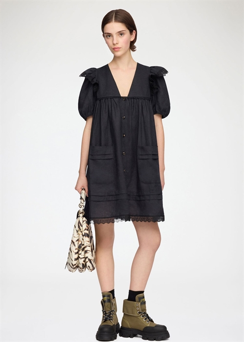 Light linen angel mini kjole Black A1030577 Ganni 