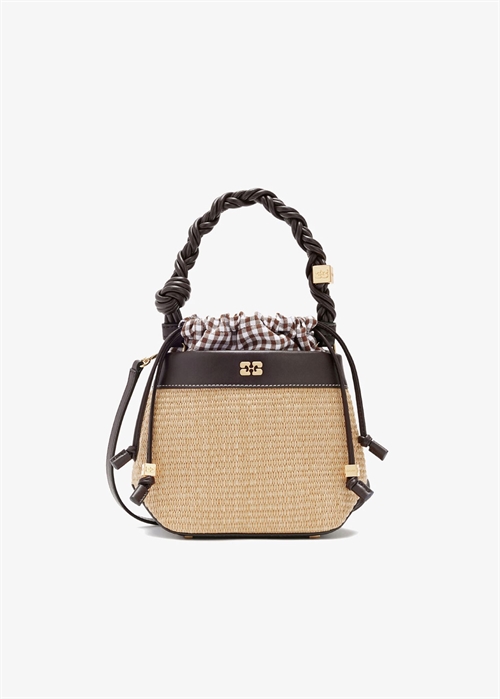 Bou Bucket raphia bag Seal Brown C2080022 Ganni 
