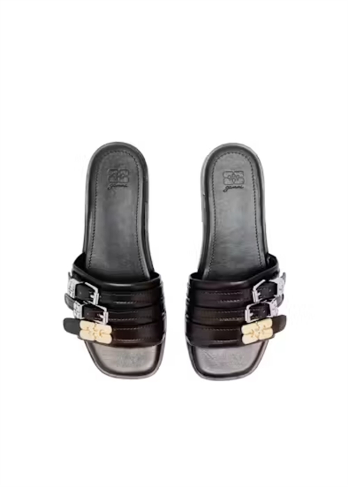 Sue triple falt mule crinkle sandal Demitasse D1020004 Ganni 