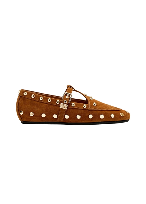 Mary Jenny studs suede Shoe Caramel Café D10200021 Ganni 