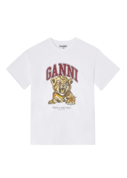 Beaded Baby Tiger tee Bright White A1050060 Ganni 