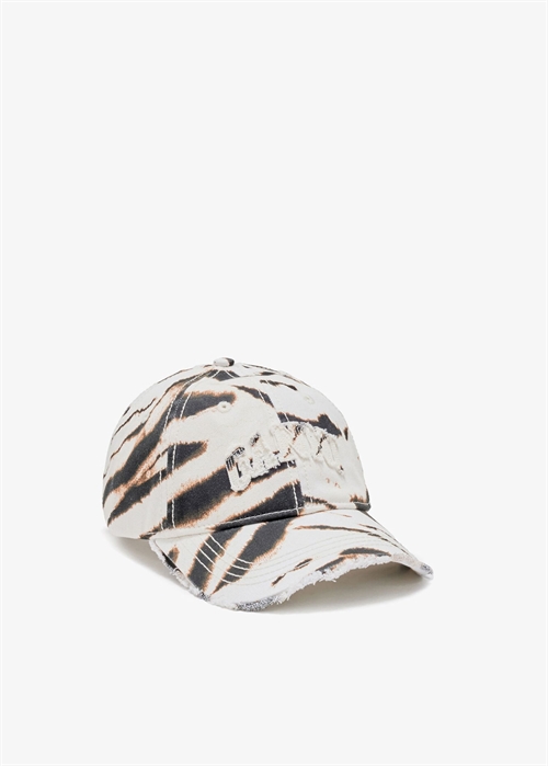 Printed zebra washed cotton canvas cap Egret B3020236 Ganni 