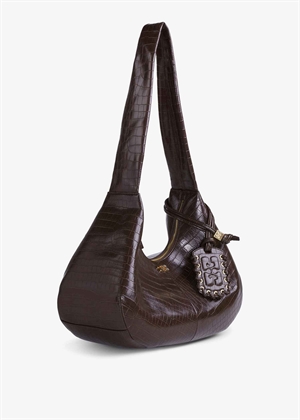 Hobo Medium croco bag Chocolate Fondant A7166 Ganni