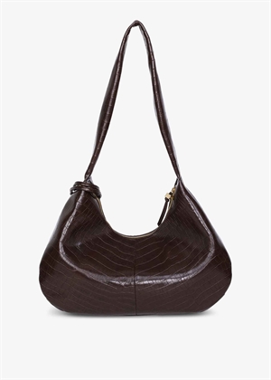 Hobo Medium croco bag Chocolate Fondant A7166 Ganni