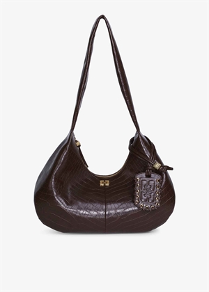 Hobo Medium croco bag Chocolate Fondant A7166 Ganni