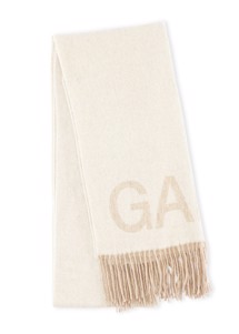 A3909 Fringed wool scarf Egret Ganni 