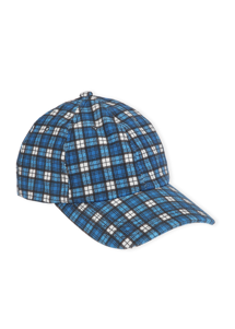 A4259 canvas cap Check Azure Blue Ganni 