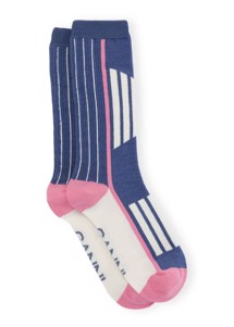 A4290 organic cotton sporty sock Nautical Blue Ganni 