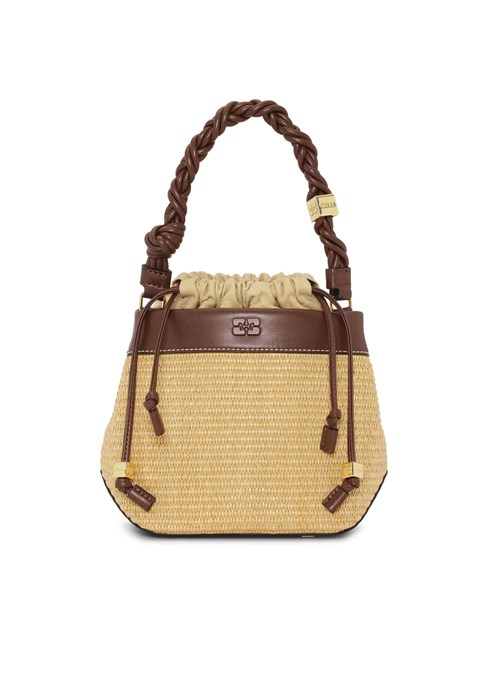 Raffia Bou Bucket taske Nature A5905 Ganni 
