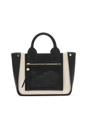 Small Pocket canvas tote Black A6795 Ganni 