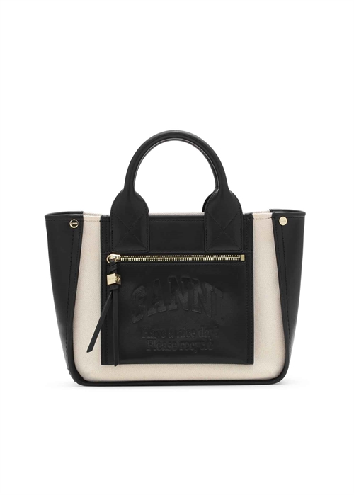 Small Pocket canvas tote Black A6795 Ganni 