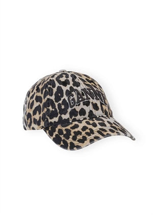 Washed cotton canvas Emb Leo cap Leopard A6898 Ganni
