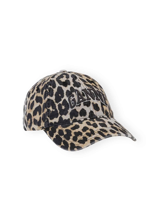 Washed cotton canvas Emb Leo cap Leopard A6898 Ganni