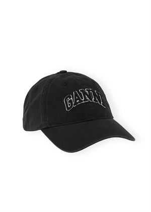 Washed cotton canvas Emb cap Black A6900 Ganni 