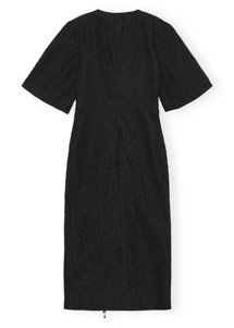 F7460 Jacquard organza bead fringe wrap kjole Black Ganni 