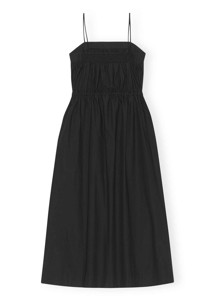 F8070 Cotton Poplin Maxi Strap kjole Black Ganni 