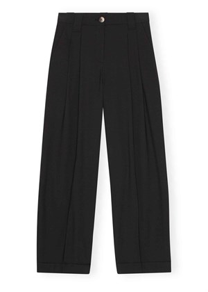 Drapey melange loose mid waist pleat buks Sort F8075 Ganni 