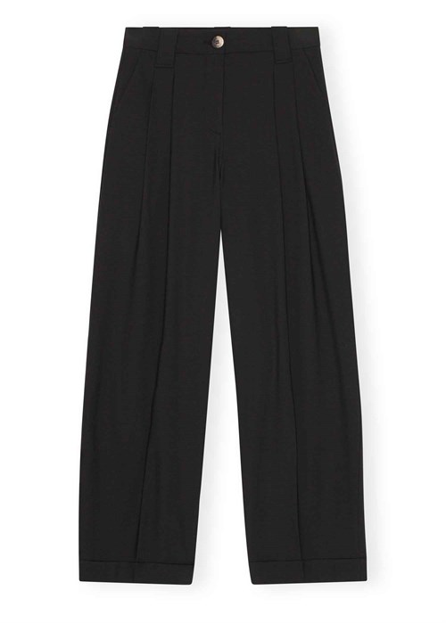 Drapey melange loose mid waist pleat buks Sort F8075 Ganni 