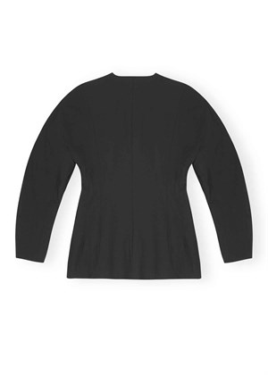 Drapey Melange Fitted Shaped sleeve blazer Sort F8339 Ganni