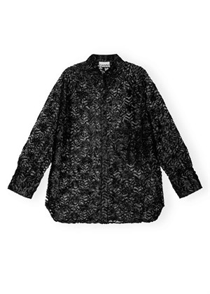 Ribbon Tulle Raglan skjorte Black F8651 Ganni 