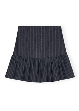 Stretch Stripe Flounce mini skirt Gray Pinstripe F8673 Ganni