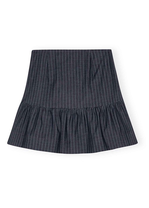 Stretch Stripe Flounce mini skirt Gray Pinstripe F8673 Ganni
