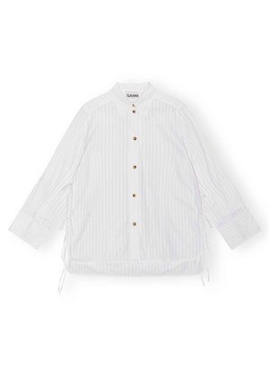 Tonal stripe oversized skjorte Bright White F9252 Ganni 
