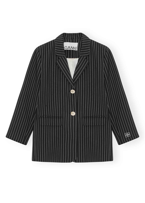 Stripe suiting boxy blazer Sort F9405 Ganni 