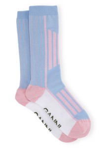 A4290 Organic cotton sporty sock Brunnera Blue Ganni 