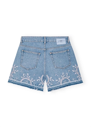 Broderie anglaise denim shorts Light Blue Stone J1678 Ganni 