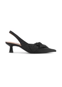 S1959 Soft bow kitten heel slingback nylon stillet Black Ganni 