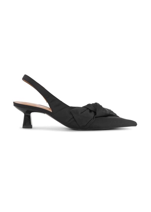Soft bow kitten heel slingback nylon stillet Sort S1959 Ganni 