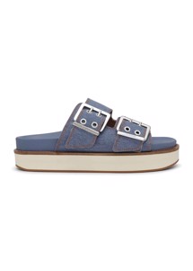 S2047 Wide Welt Chunky Buckle Flat sandal Denim Blue Ganni 
