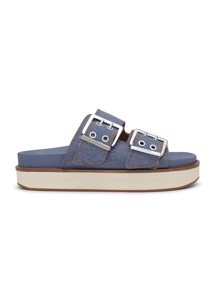 Wide Welt Chunky Buckle Flat sandal Denim Blue S2047 Ganni 