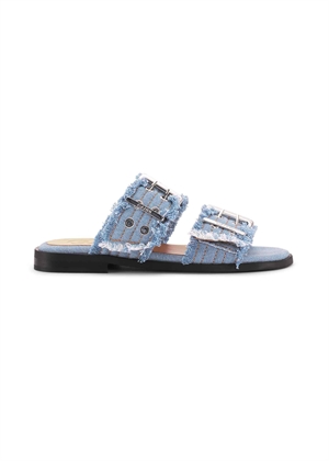 Feminine buckle two strap charms denim sandal Faded Denim S2969 Ganni 