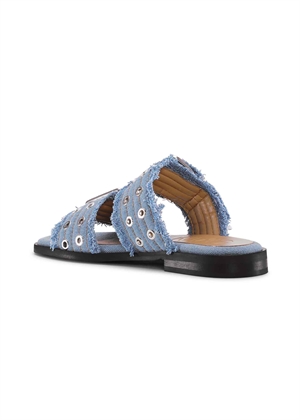 Feminine buckle two strap charms denim sandal Faded Denim S2969 Ganni 