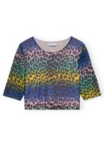 T3416 Printed Mesh Cropped tee Multicolour Ganni 