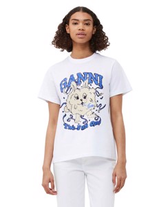 Ganni Fun Bunny Relaxed tee Bright White T3673 