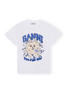 Ganni Fun Bunny Relaxed tee Bright White T3673 