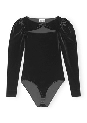 Velvet bodystocking Black T3700 Ganni 