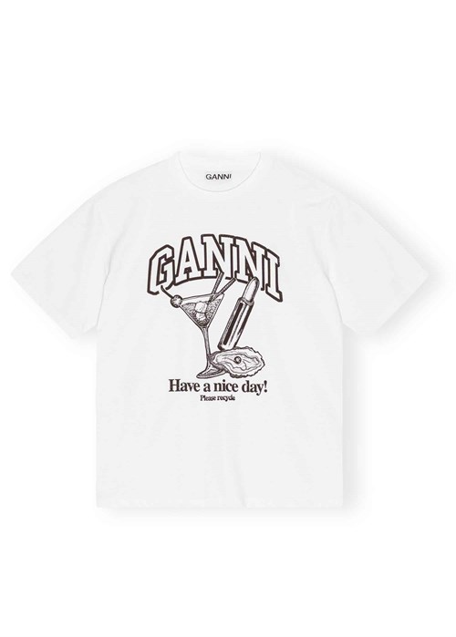 Future Heavy Cocktail Drop shoulder tee Bright White T3878 Ganni 