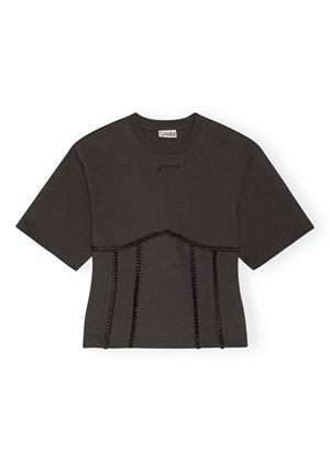 Heavy cotton tie back waisted tee Phantom T4179 Ganni 