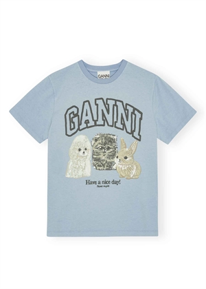 Animals tee Chambray Blue T4278 Ganni 