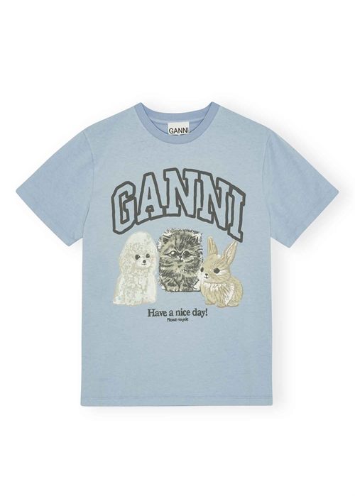 Animals tee Chambray Blue T4278 Ganni 