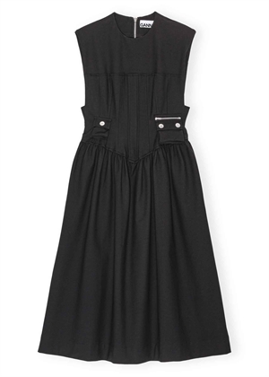 Heavy cotton tailoring corset midi kjole Sort W0390 Ganni 
