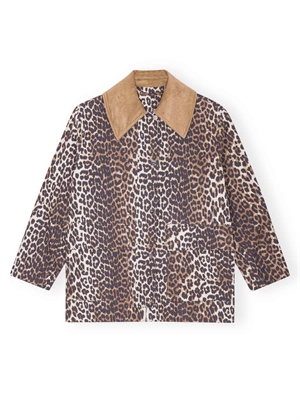 Printed canvas midi jakke Leopard W0391 Ganni 
