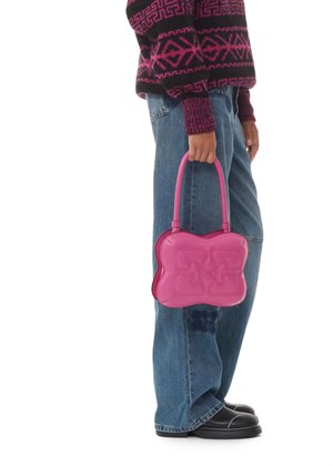 Butterfly top handle bag Shocking Pink A5212 Ganni 